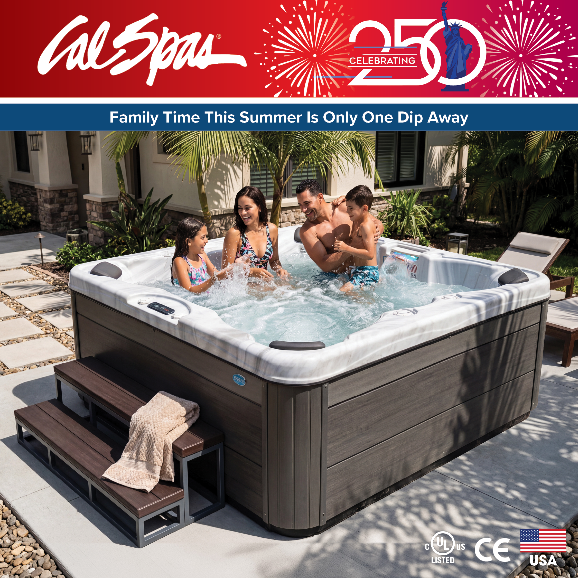 Calspas hot tub being used in a family setting - Carterville